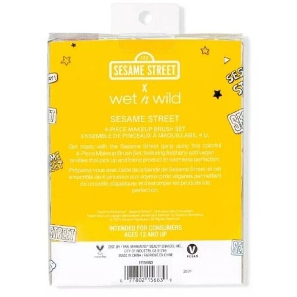 Wet N Wild Sesame Street  Makeup Brush Set Limited Edition 4 Piece Colorful NEW - Picture 4 of 5